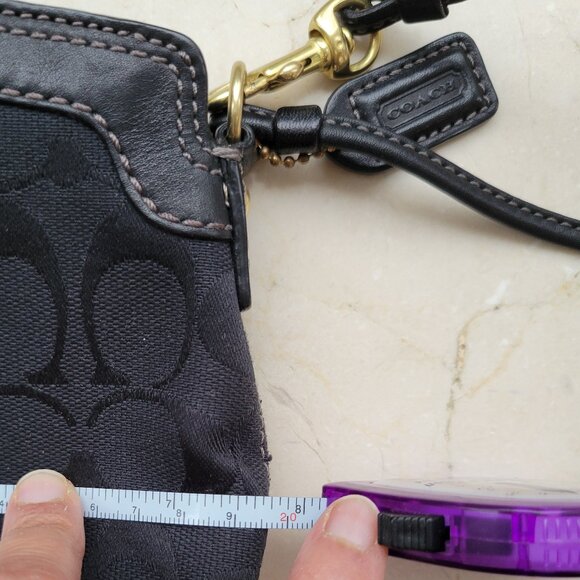 COACH Canvas Wristlet - Black w/Brass Turn Lock Closure (video incl.) - Picture 7 of 14